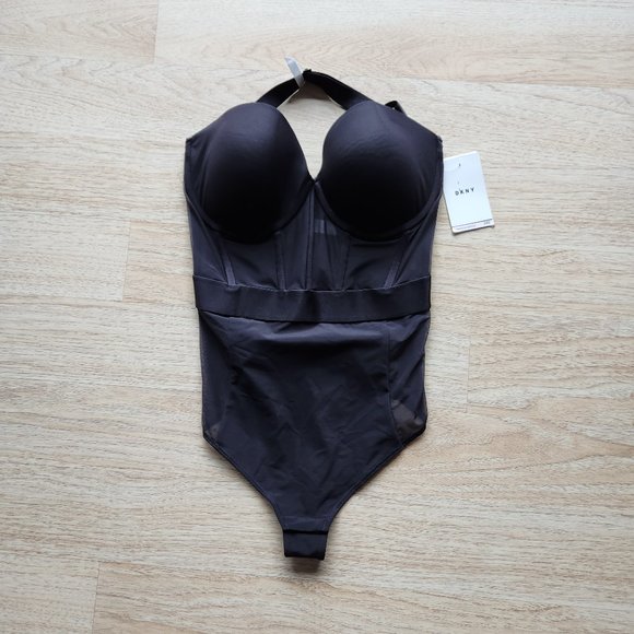 Dkny Tops Nwt Dkny Strapless Bodysuit Sheer Sleek Mesh Foam Cups